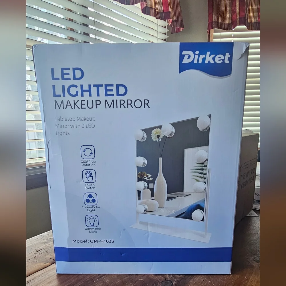 Lighted Tabletop Makeup Mirror - Dimmable Bulbs, Touch Controls